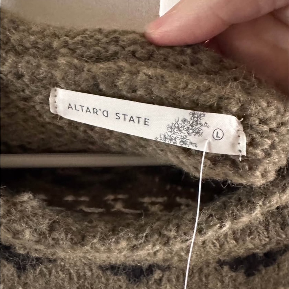 NWT Altar'd State Fern Fair Isle Horse Sweater - Picture 3 of 6
